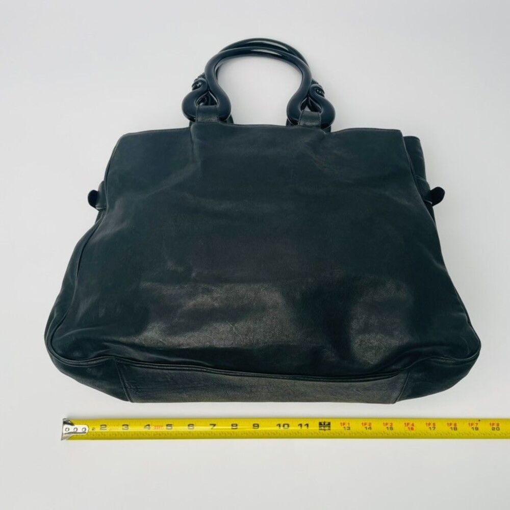 Liberty of London Black Leather Tote Bag Sculptural Lucite Handles w/ Dust Bag - Picture 13 of 14